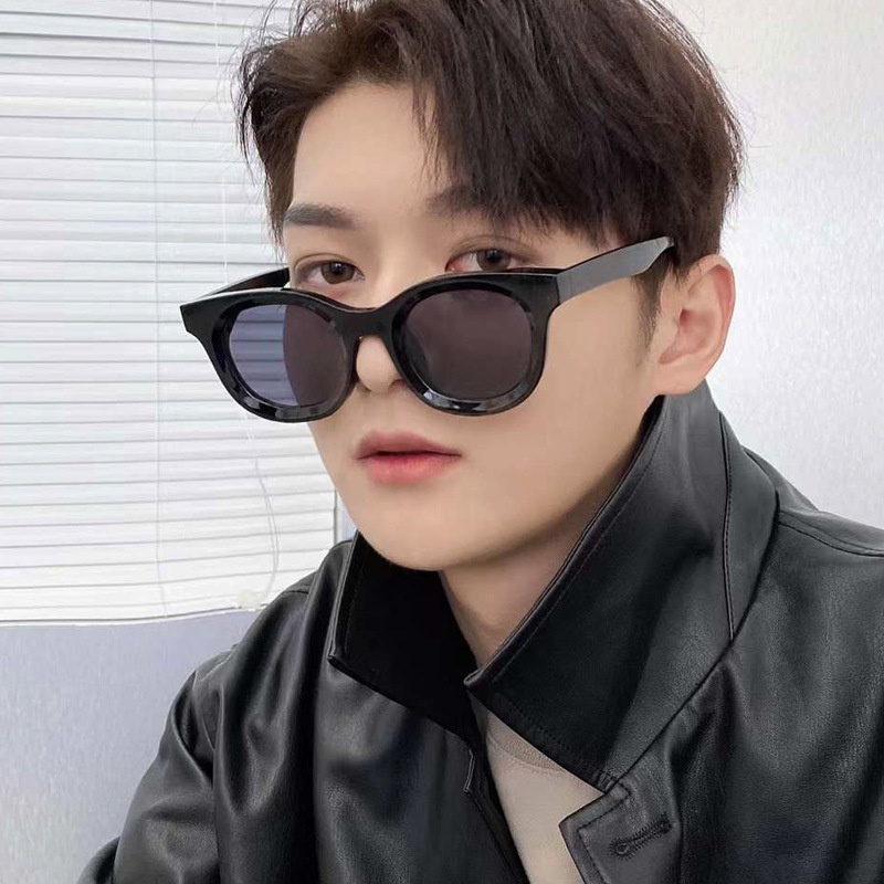 Kính Mát Gọng Oval Màu Vàng Phong Cách Hip Hop Thời Trang