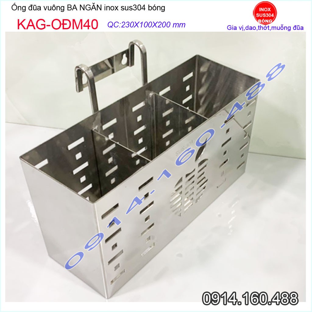 Ống đũa vuông SUS304 Nhật KAG-ODM40, Ống đựng đũa 3 inox dập khuôn cao cấp thiết kế đẹp sang trọng tinh tế từng chi tiết