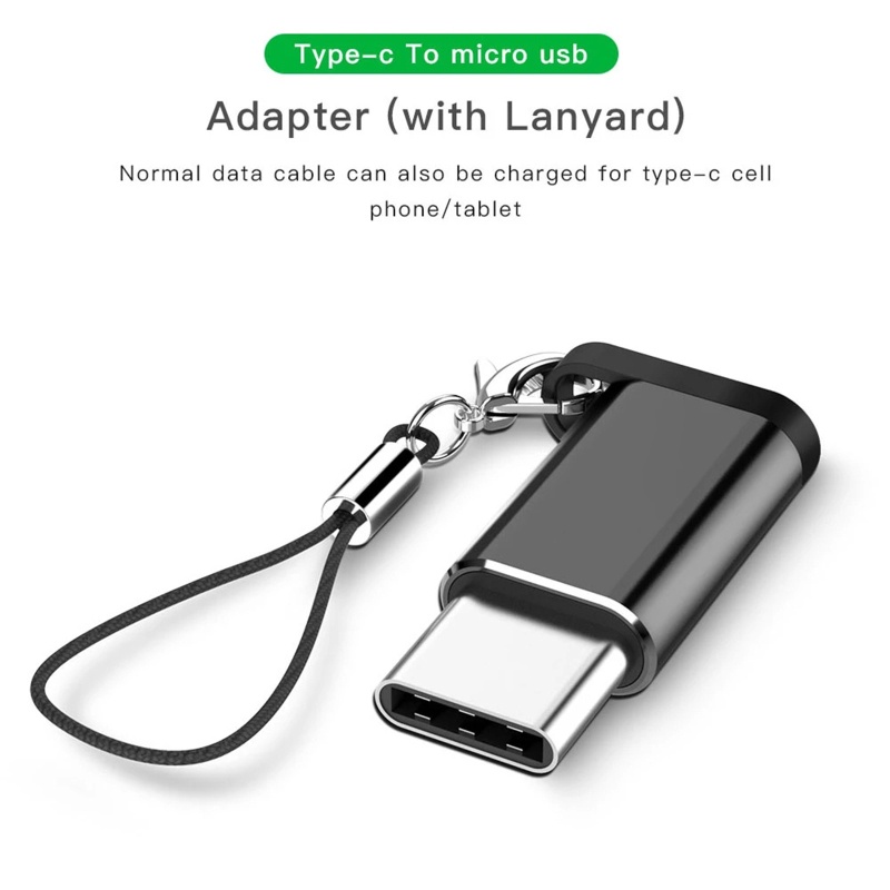 Bộ 2 đầu chuyển đổi Micro USB sang USB C kèm dây đeo tiện dụng cho du lịch/ làm việc