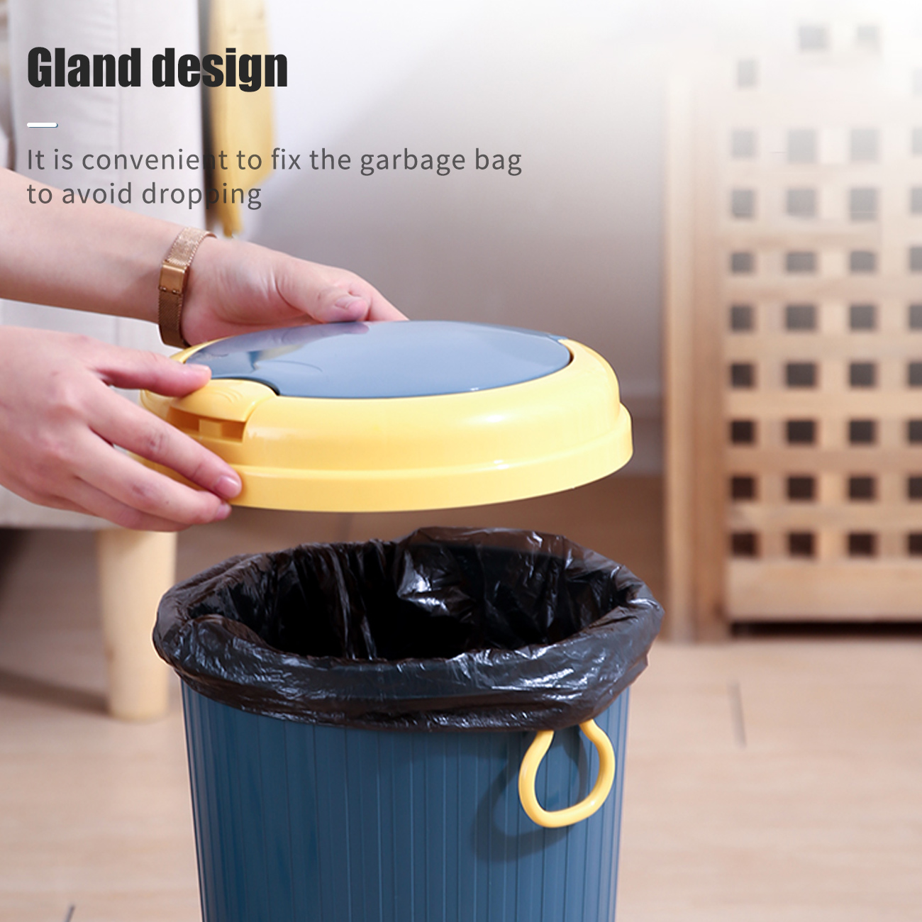 Thùng rác PP bền nắp bật tránh bị có mùi thiết kế tay xách tiện dụng