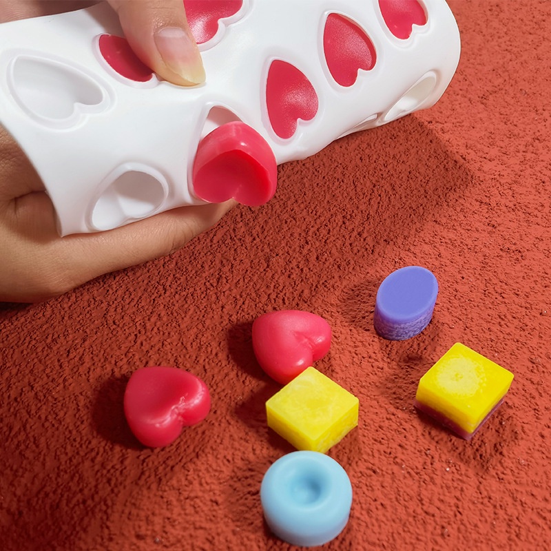 Khuôn silicone 15 / 35 Lỗ Hình Trái Tim / Tròn / Vuông Tự Làm Bánh Trung Thu / Thạch Rau Câu