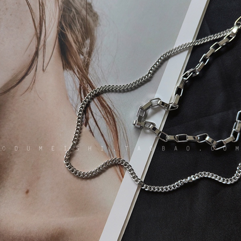 Ghim cài áo vest 19727 phối dây xích dài phong cách harajuku đường phố đơn giản cho nam nữ