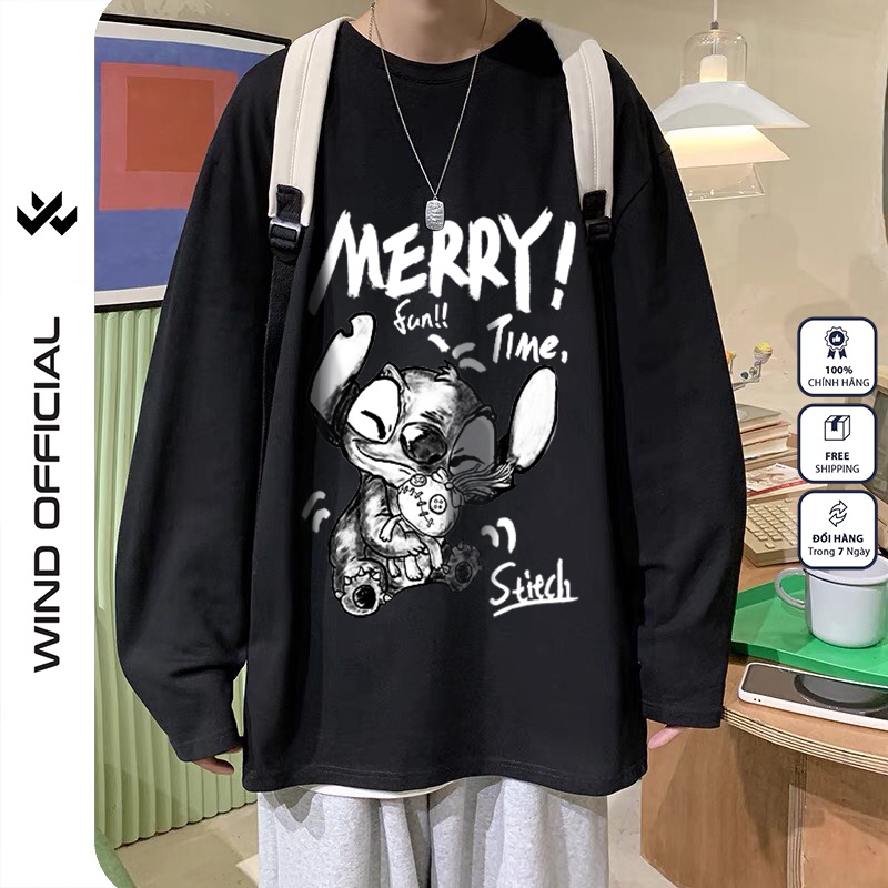 Áo thun tay dài WIND phông unisex form rộng MERRY sweater thời trang nam nữ oversize