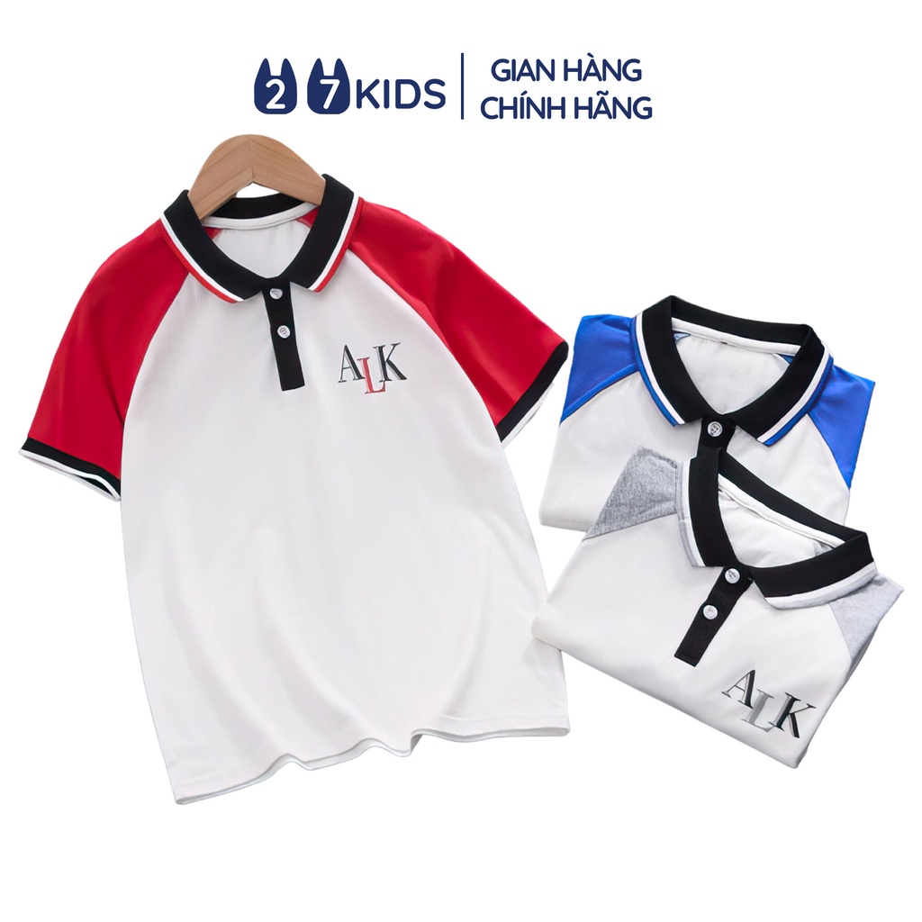 Áo Polo bé trai ngắn tay size đại 27Kids AKL Aowkulae áo thun sơ mi cộc nam cho trẻ từ 6-14 tuổi BSPO8