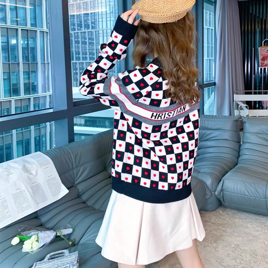 Áo Khoác Len Cardigan Kẻ Ô Họa Tiết Thương Hiệu Hàng Nhập Quảng Châu Cao Cấp