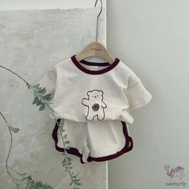 Bộ Quần Áo Ngắn Tay Phong Cách Hàn Quốc Cho Bé Trai Bé Gái