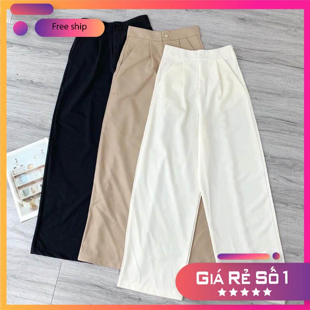 Quần ống rộng cạp cao 🦋FREESHIP🦋 khoá trước 1 khuy Chất đẹp - Thời trang Amys