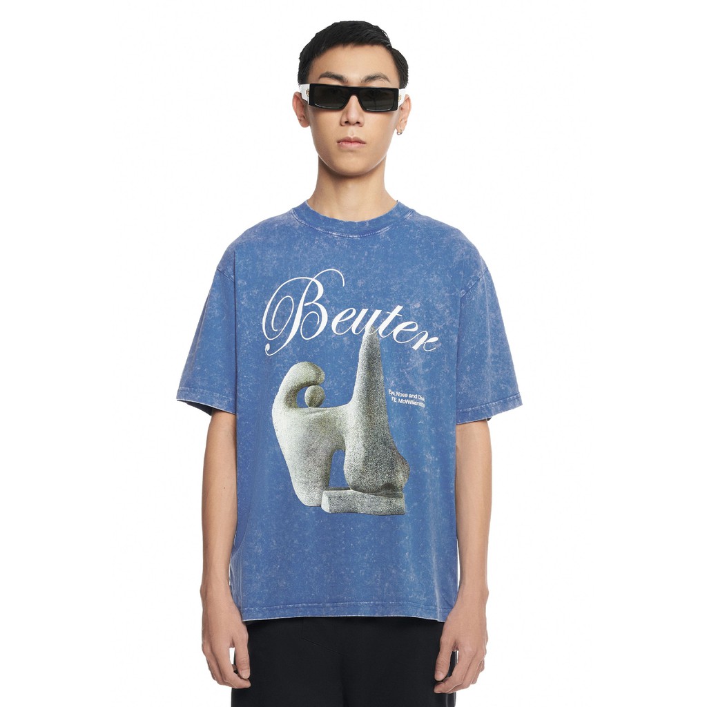 Áo thun nam ngắn tay Beuter Eyes Nose Cheek Blue Washed T-Shirt