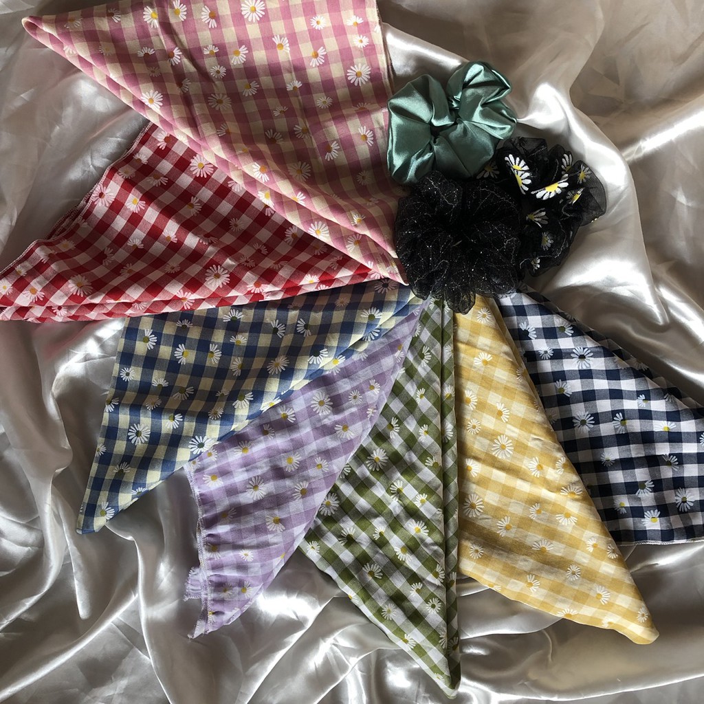 Khăn BANDANA/ Khăn TURBAN họa tiết kẻ caro nhiều màu