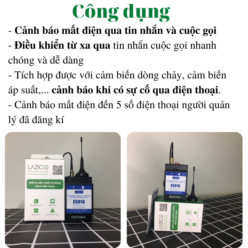 Cảnh báo mất điện qua điện thoại, thiết bị cảnh báo mất điện bằng tin nhắn và cuộc gọi LAZICO ES01A