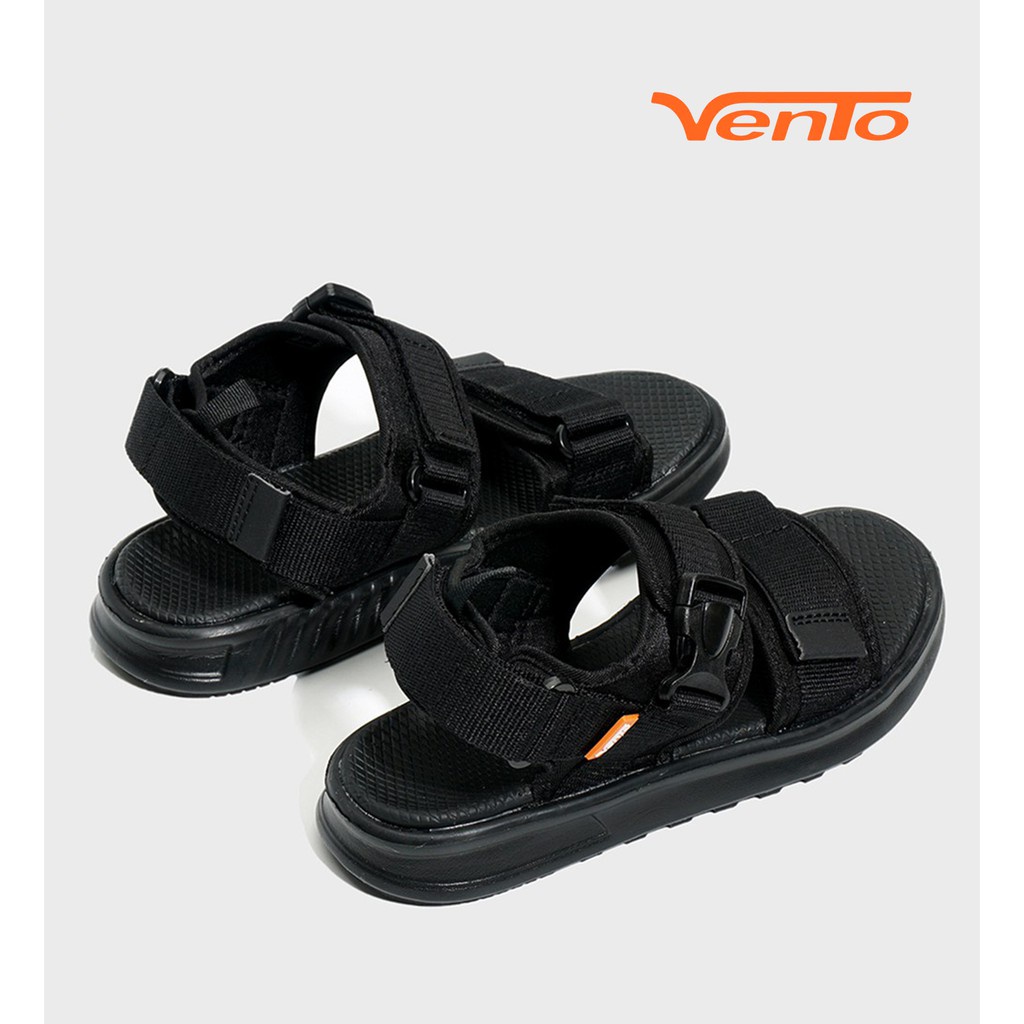 Sandal vento nam nữ NB01 - Full đen - giày dép xăng đan quai hậu đế cao 3 phân đi học chính hãng