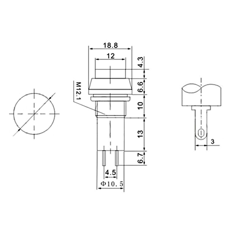 5Pcs/Set Mini DS-11A Self-Locking SPST Push Button Switch Latching AC 250V 3A