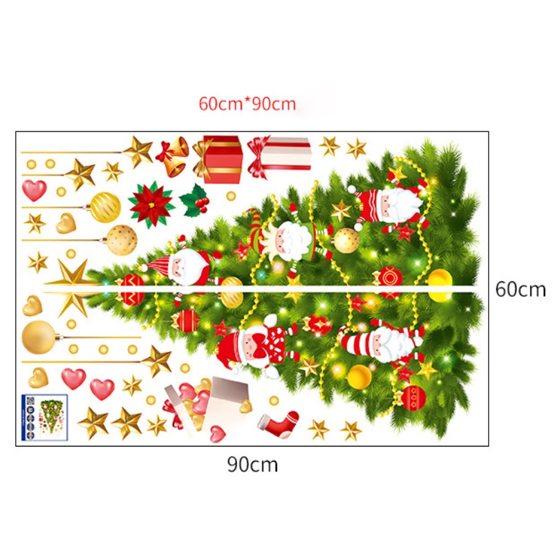 Miếng dán tường trang trí hình cây thông noel sáng tạo DIY
