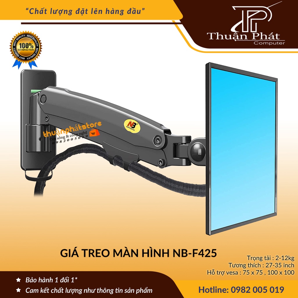 Giá Treo Màn Hình Máy Tính NB-F425 27 - 35Inch Thiết Kế Treo Tường - Xoay Màn 360 Độ - Phiên Bản 2021