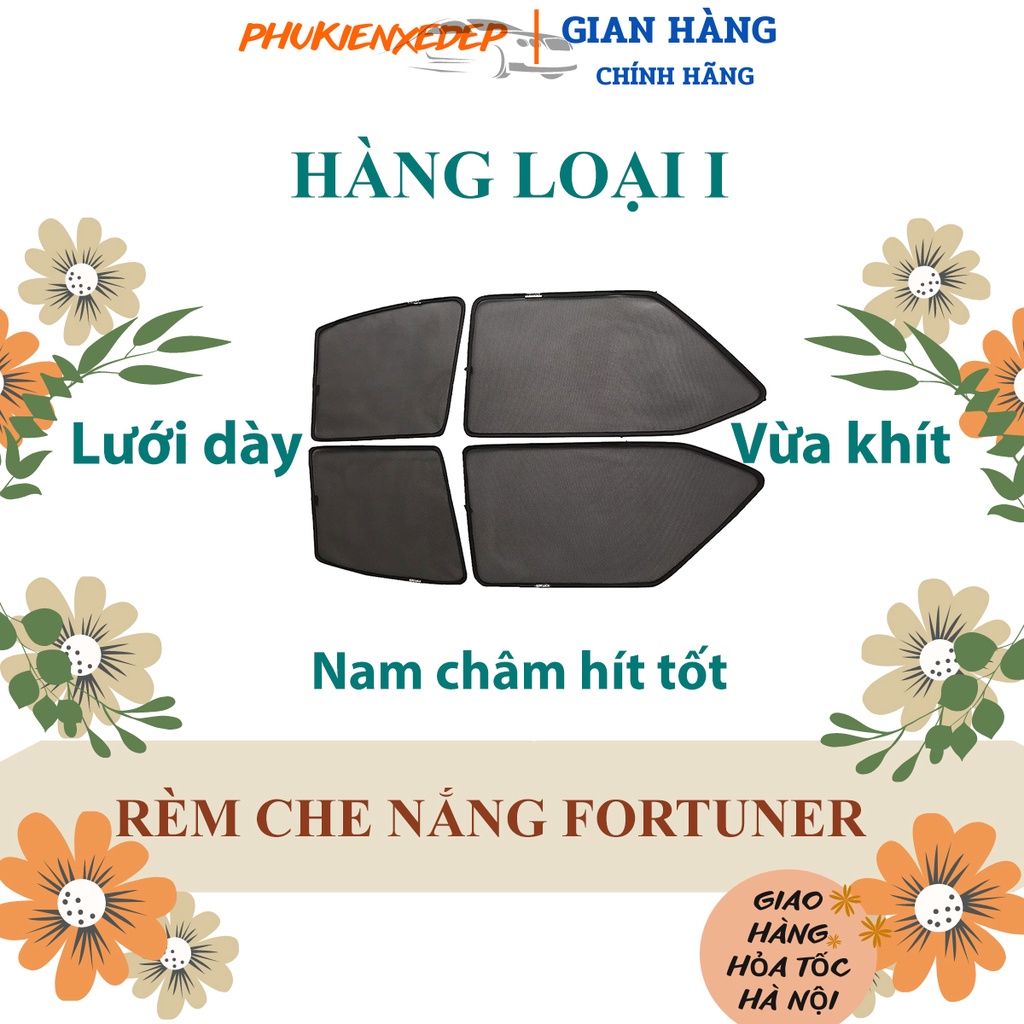 Rèm che nắng ô tô NAM CHÂM theo xe Toyota Fortuner ⚡ HÀNG LOẠI 1 - LƯỚI DÀY ⚡  Combo 4 tấm chắn nắng - VIỆT NAM SẢN XUẤT