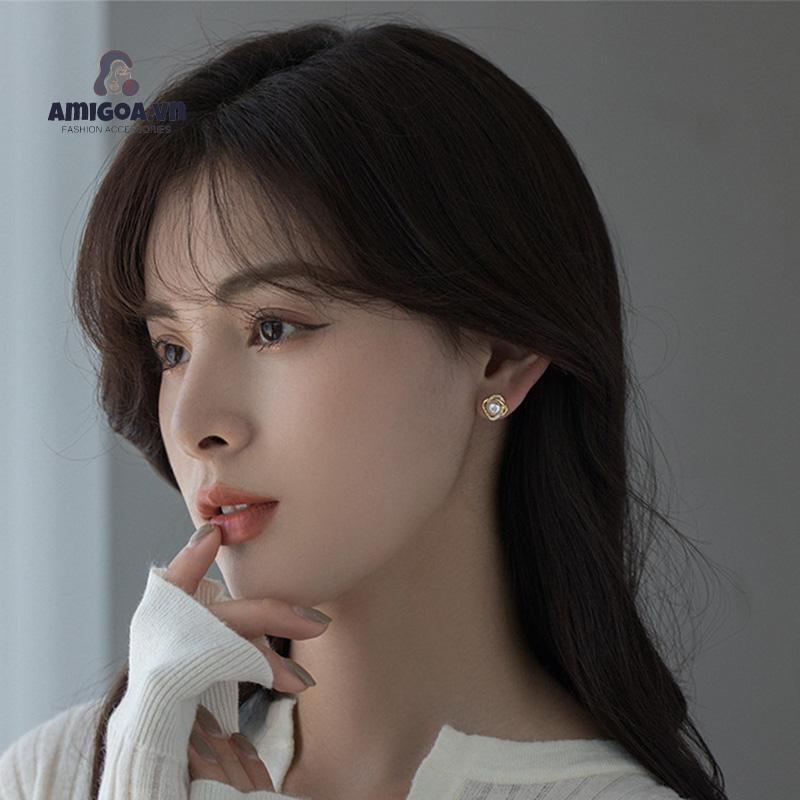 ✨✨Bông tai mạ bạc 925 đính ngọc trai phong cách Hàn Quốc thanh lịch cho nữ