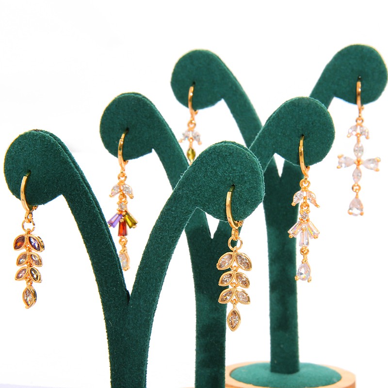 BEADIA 1 Đôi Bông Tai Dáng Dài Đính Đá Zircon Phong Cách Thời Trang Hàn Quốc Mới