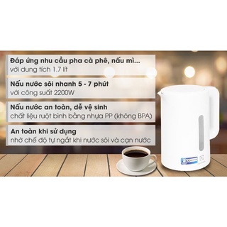 Bình đun siêu tốc Electrolux 1.7 lít E2EK1-100W (MỚI 100%, BH 12 THÁNG CHÍNH HÃNG)