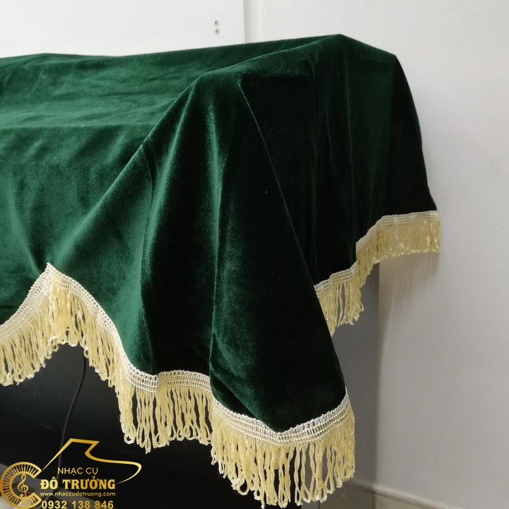 Khăn phủ đàn Piano điện nhung xanh rêu
