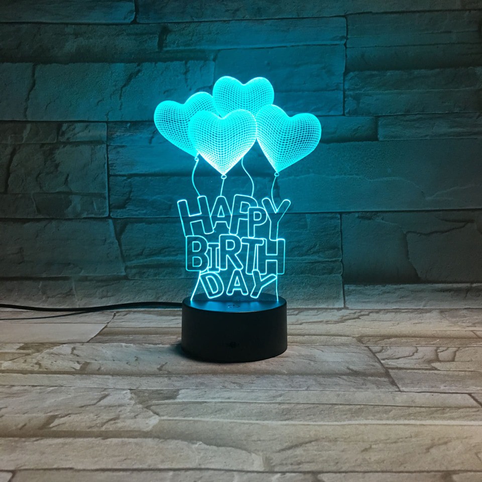 Đèn Trang trí phòng ngủ 3D HAPPY BIRTHDAY BAY, quà tặng sinh nhật độc đáo