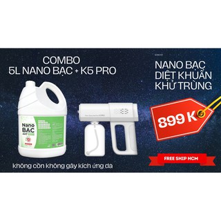 Nano Bạc Diệt Khuẩn, Khử Mùi, Combo Máy Khử Khuẩn K5 Pro + 5 Lít Nano Bạc Trà Trắng