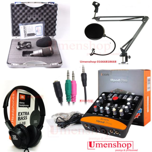 Combo trọn bộ livestream thu âm SM-8B và sound car Icon Upod Pro tặng tai nghe