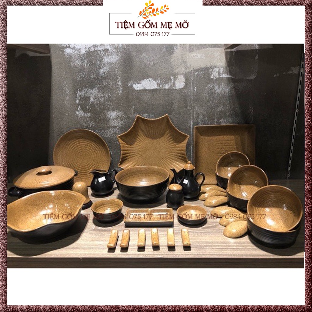 Set bộ đồ ăn men gốm theo yêu cầu - gốm sứ Bát Tràng phong cách Nhật Bản