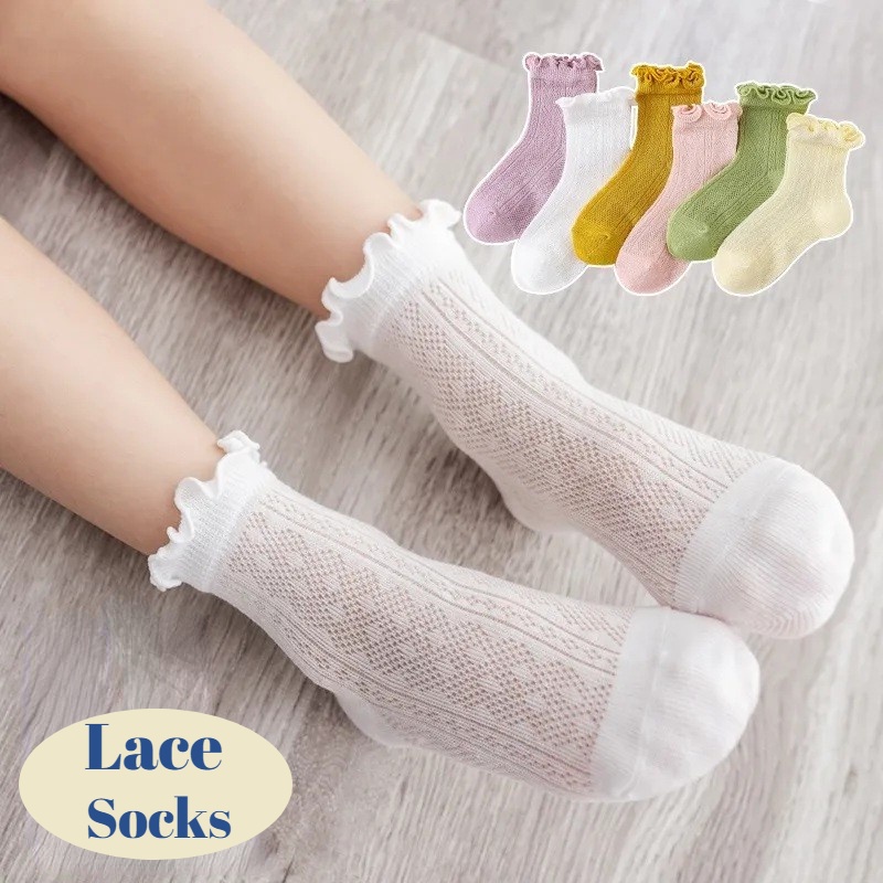 Vớ Công Chúa Phối Ren Lưới Siêu Mỏng Thoáng Khí Cho Bé Gái