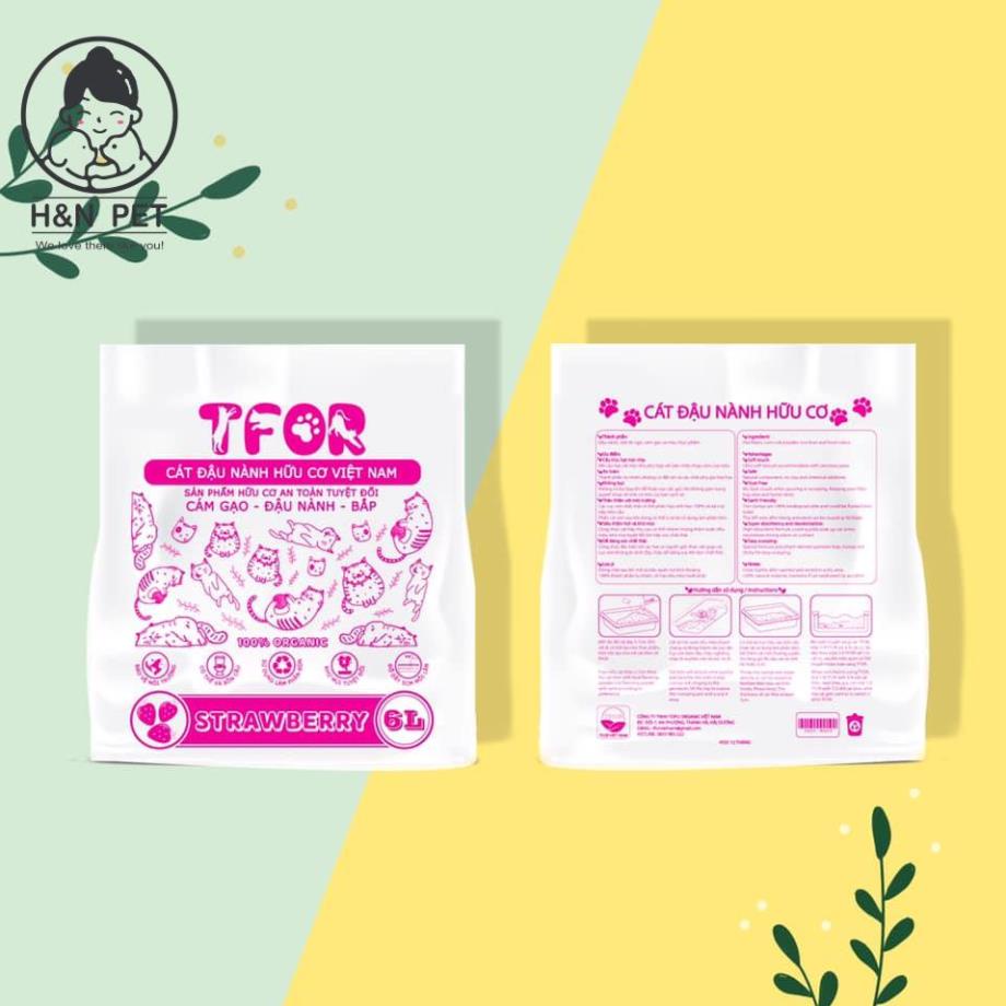 Cát Đậu Nành Hữu Cơ TFOR (6L) Vệ Sinh Cho Mèo - Cát Đậu Phụ Tofu/ Cát Mèo Khử Mùi, Ít Bụi