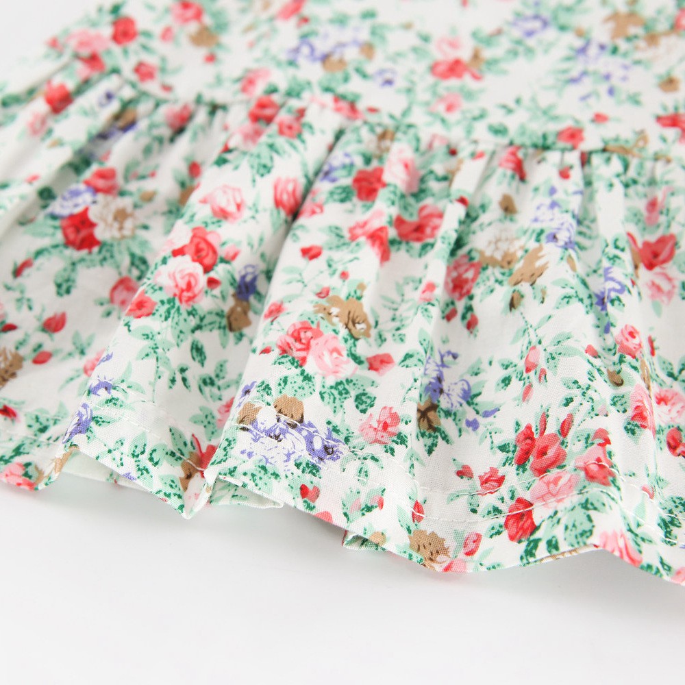 Set quần áo Sanlutoz gồm áo thun cotton không tay in hình hoa nhỏ và quần short thời trang cho bé gái