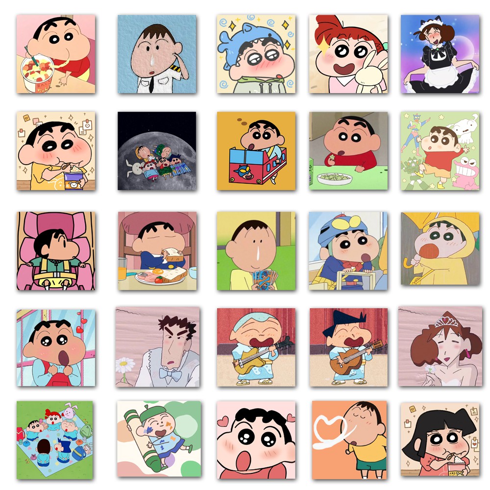 Set 50 Miếng Dán Hoạt Hình Cậu Bé Bút Chì Shin-Chan Dễ Thương