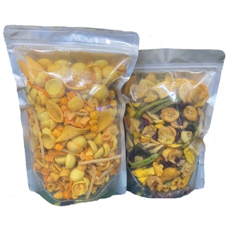 500gr hoa quả sấy vỡ + 500gr snack tá lả giòn tan