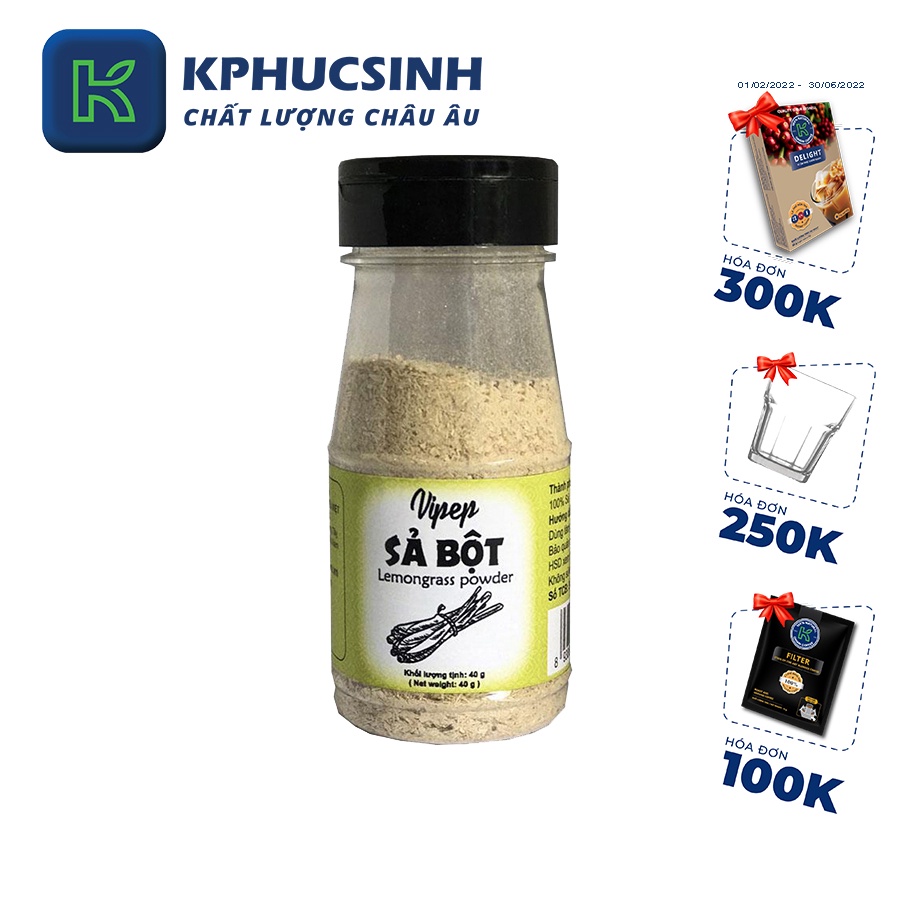 Sả bột Vipep nguyên chất 40g KPHUCSINH - Hàng Chính Hãng