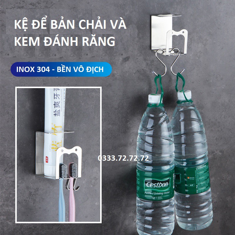 Móc treo bàn chải và  kem đánh răng, kệ để nhà tắm inox 304 không gỉ, siêu bền