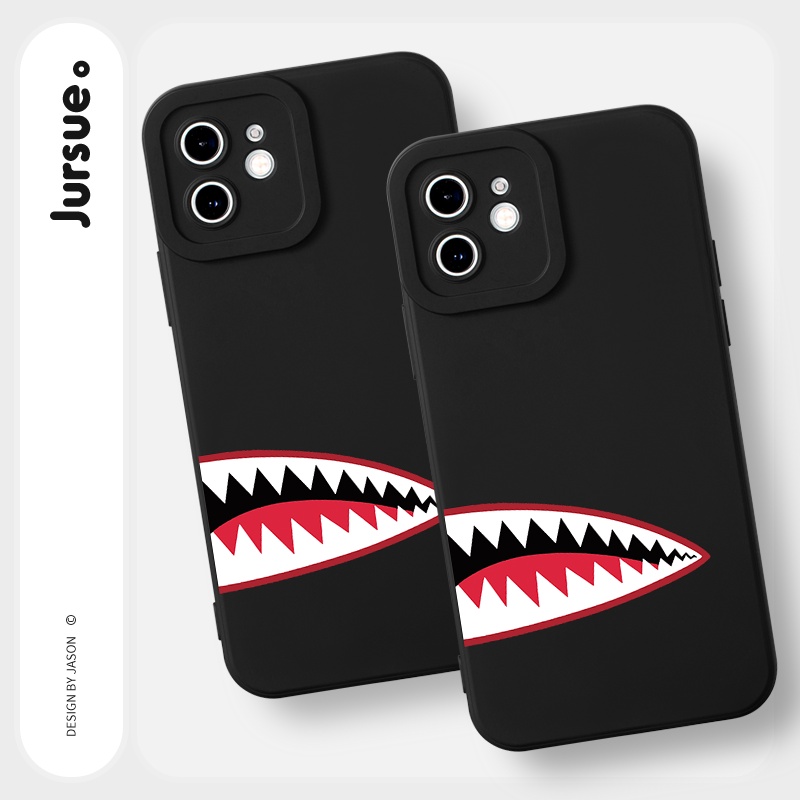 Ốp lưng JURSUE mềm chống bẩn hình độc lạ đen Cho iPhone 14 13 12 11 Pro Max SE 2020 X XR XS 8 7 ip 6S 6 Plus Y2253