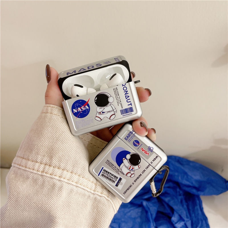 Vỏ Bảo Vệ Hộp Sạc Tai Nghe AirPods Pro 2 1 2 3 Tráng Gương Mạ Điện Họa Tiết Phi Hành Gia NASA Dễ Thương Sang Trọng