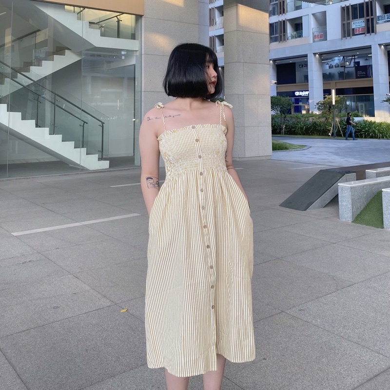Đầm smocking 2 trong 1: đầm nơ vai hoặc đầm ống DOKESI  - Kate Dress