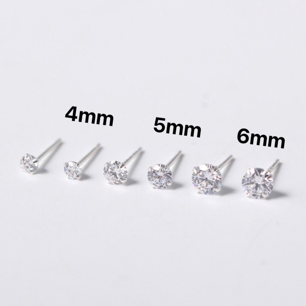 Khuyên tai bạc nữ TLEE nụ đá nhiều size lấp lánh nhỏ xinh TleeJewelry B0206  (1 chiếc)