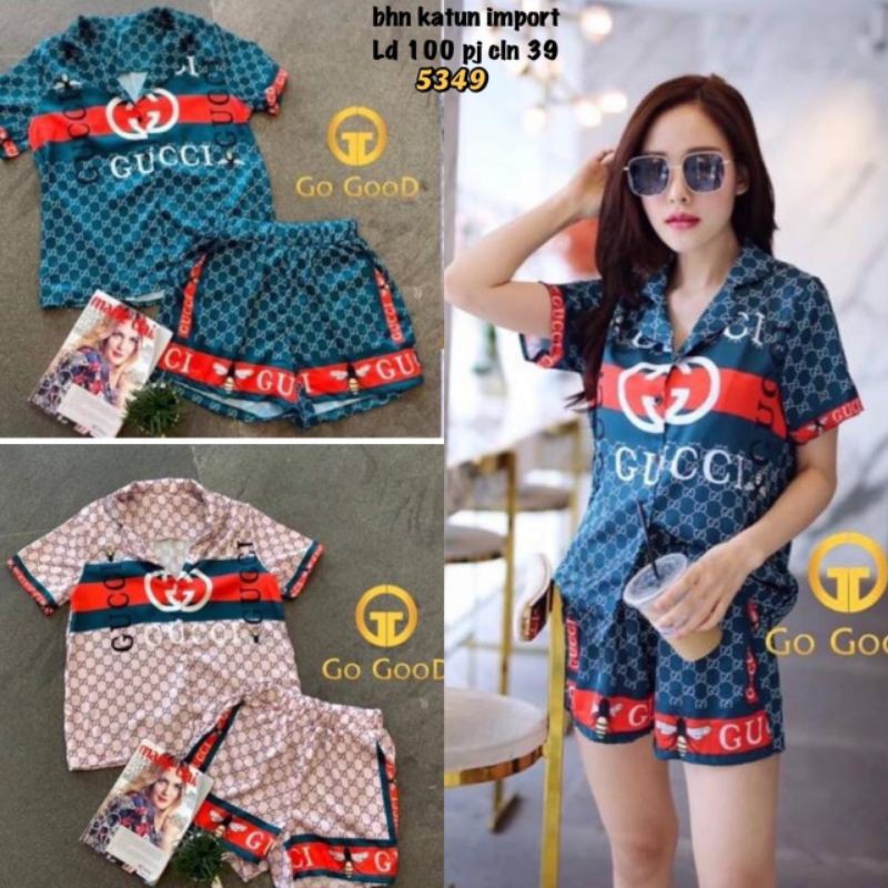 Set Áo Sơ Mi In Họa Tiết Gucci 5349 Thời Trang Trẻ Trung