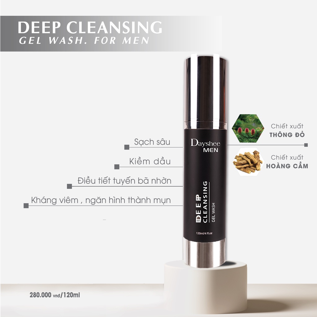 Dayshee Sữa Rửa Mặt Sạch Sâu Kiềm Dầu Dành Cho Nam Deep Cleansing Gel Wash For Men 120ml
