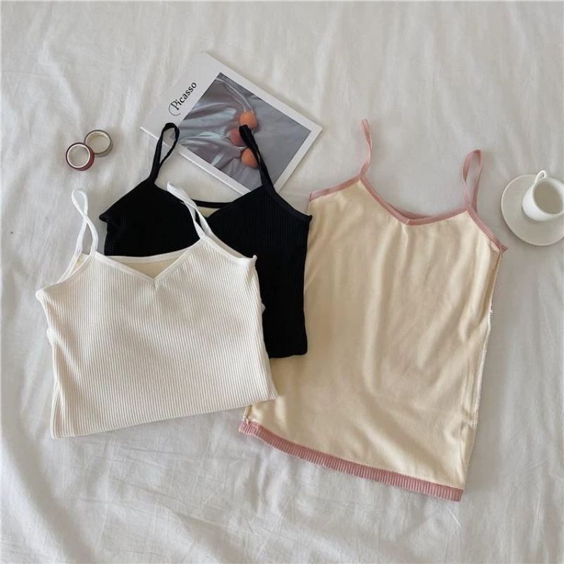 [Mã FAMARAL2 giảm 10K đơn 50K] Áo len tăm hai dây lót nỉ mẫu mới mùa thu đông 2021 thời trang siêu ấm | BigBuy360 - bigbuy360.vn