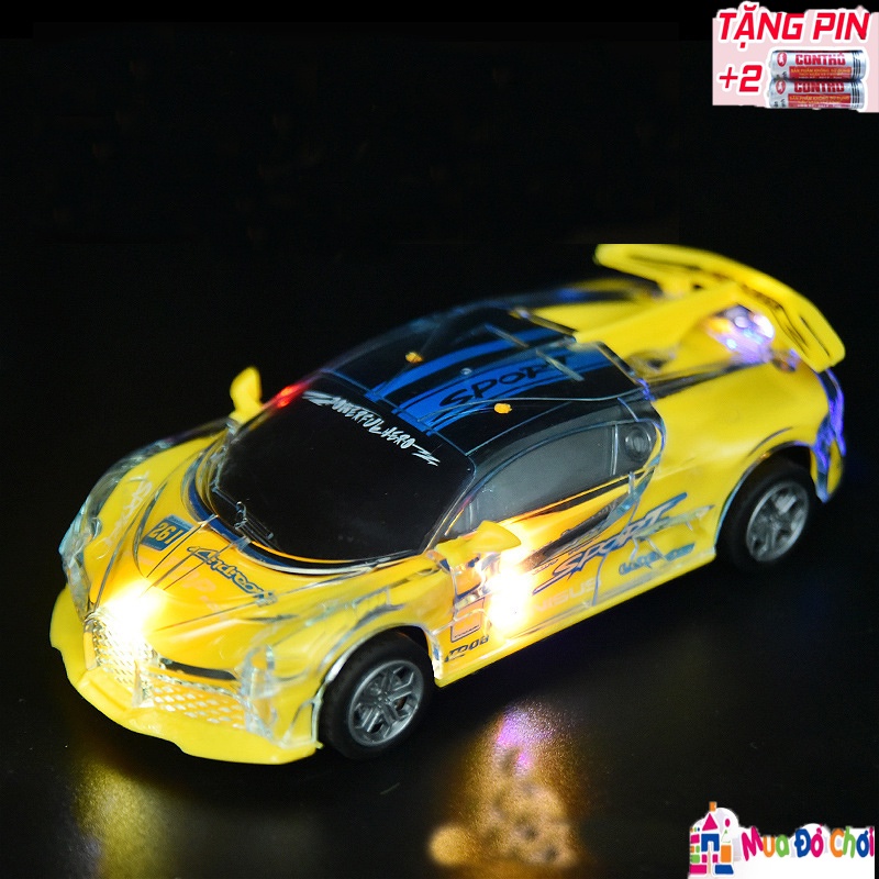 Đồ chơi Ô tô bugatti chạy pin phát sáng tự di chuyển/xe chạy pin/Tặng Pin AA