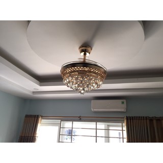 Quạt đèn trần ba màu đèn 60 hạt Phale K9 hình thật