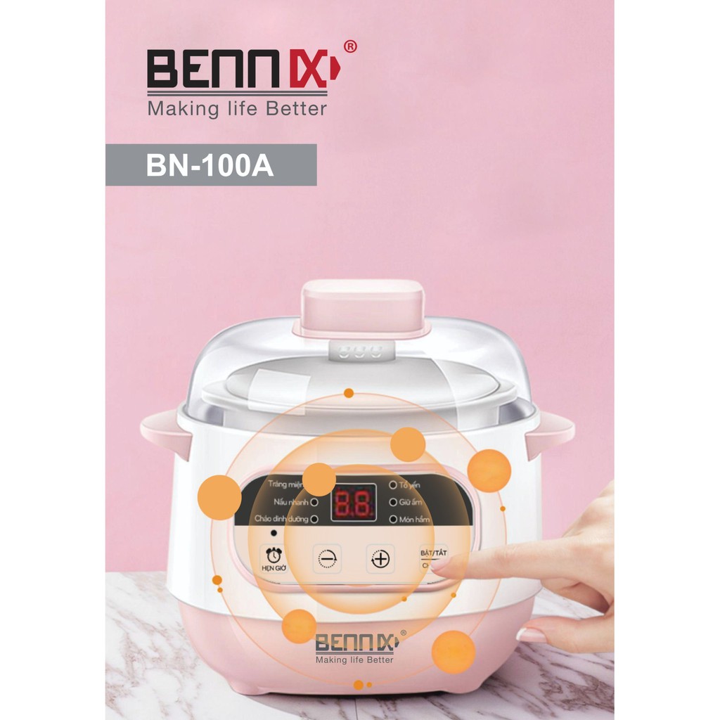 Nồi Hầm Cháo Chậm, Nồi Chưng Yến Cách Thủy Bennix 1L (BN100A)