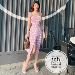 Bigsize Đầm hoa cúc 2 dây D414