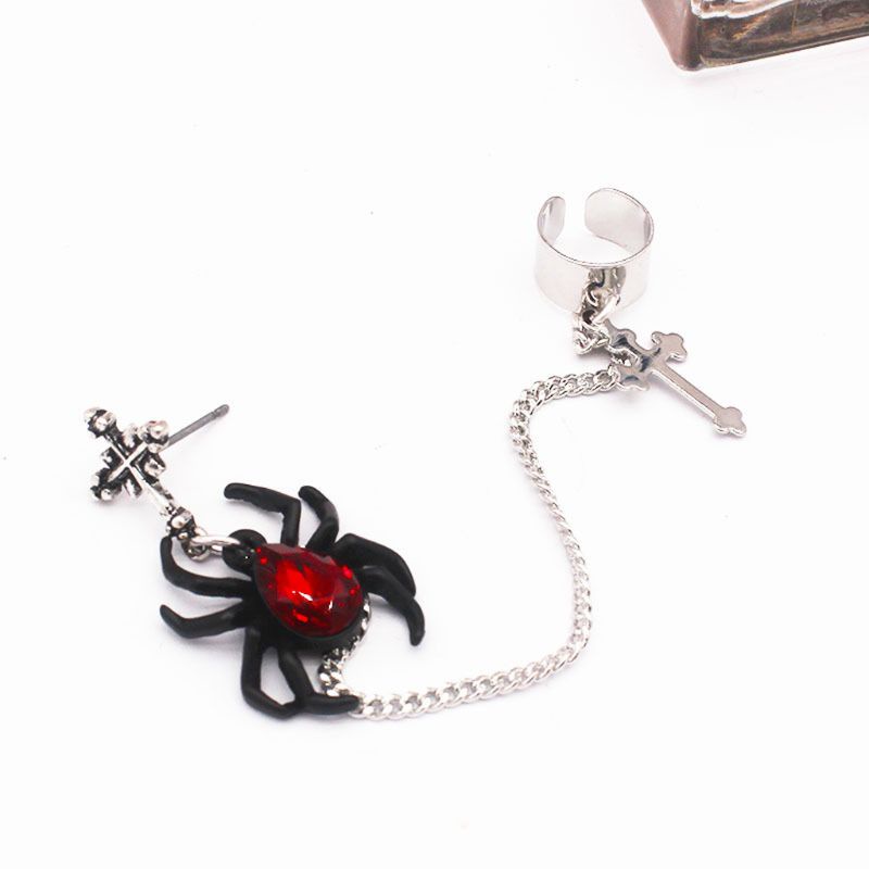 Bông Tai Dạng Kẹp Hình Nhện Đỏ Thời Trang Cho Nam Và Nữ