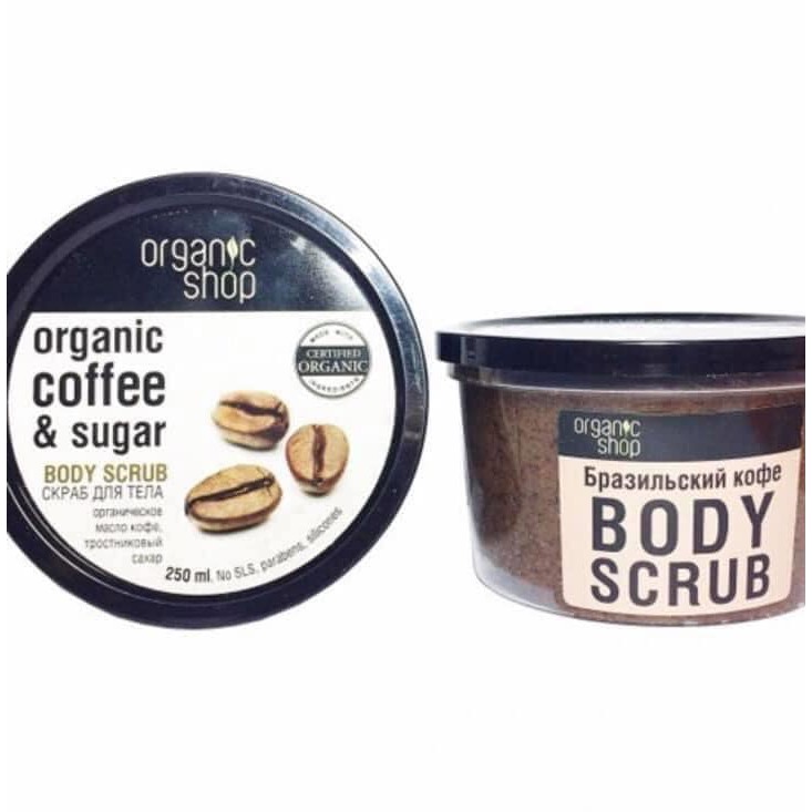 Tẩy da chết body oganic coffee and sugar Nga hũ 250ML