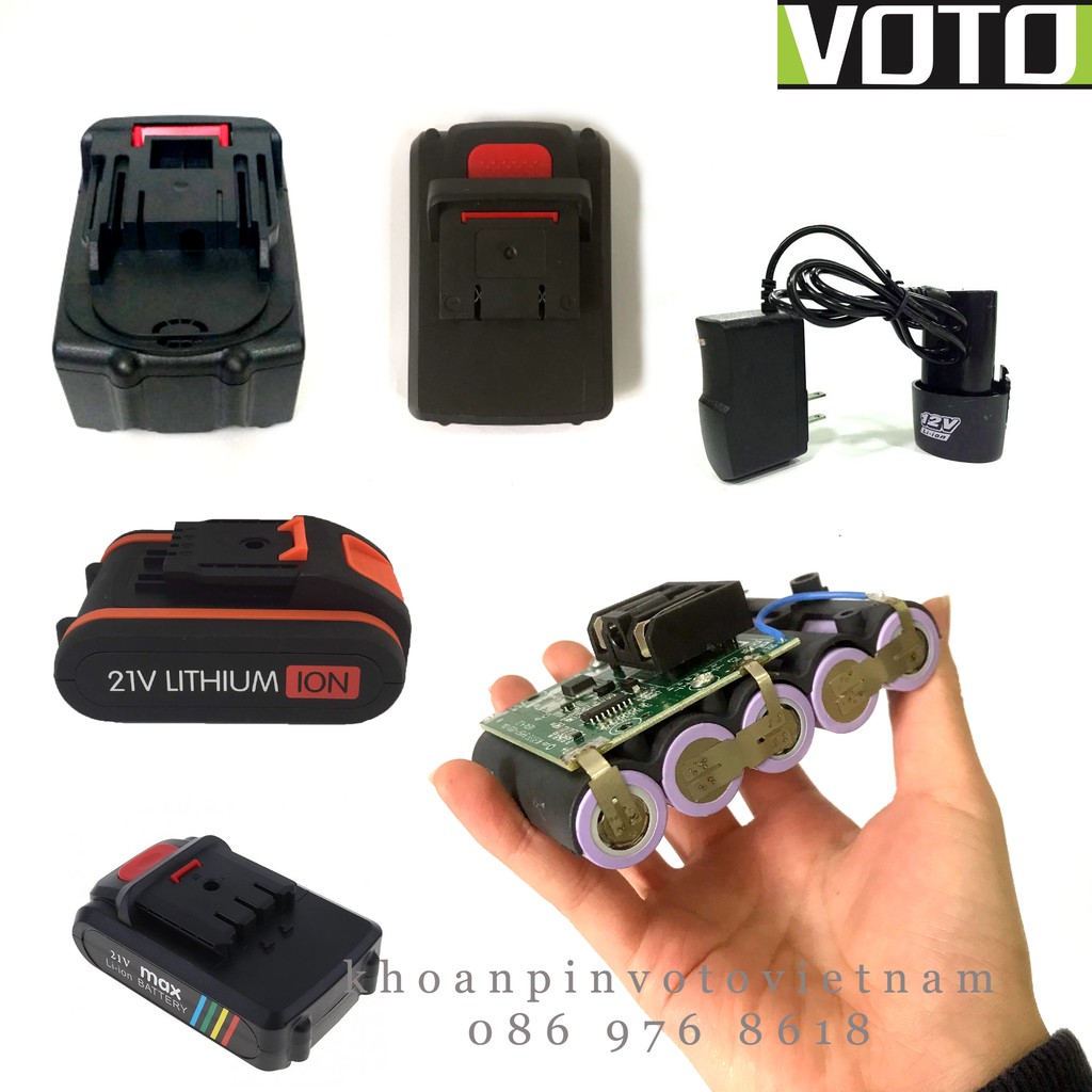 Pin Voto 12v 21v pin 3s - 5s - 10s dùng cho máy khoan mài cắt pin Voto, Makita, Dewalt, Hitachi