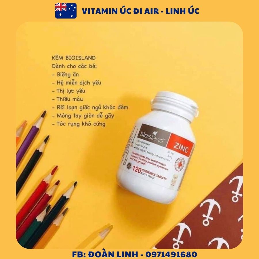 Kẽm Bio Island Zinc cho bé 🔥Hàng chuẩn Úc🔥Bổ sung kẽm cho bé 120V