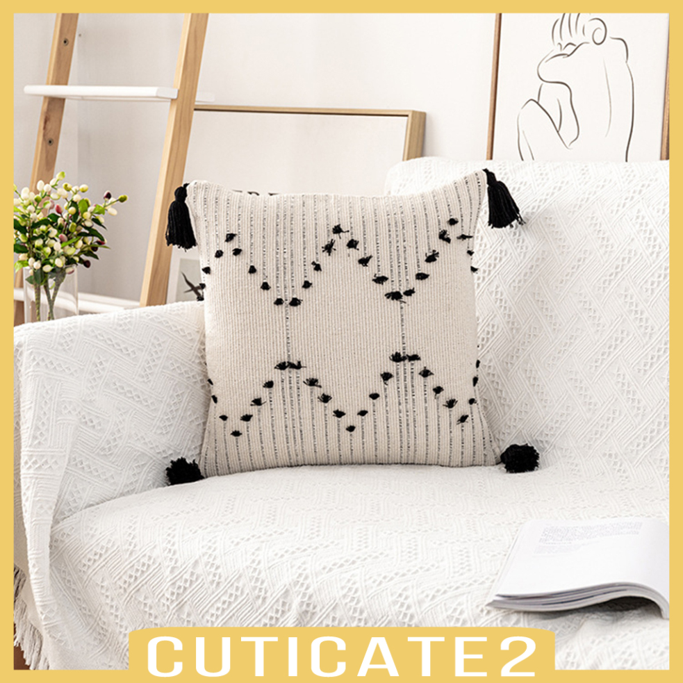 Áo Gối Họa Tiết Hình Học Bằng Cotton Với Tua Rua Dùng Cho Ghế Xe Hơi, Giường Ngủ